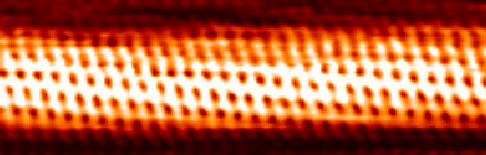 Rastertunnelmikroskopische Aufnahme eines Kohlenstoff-Nanoröhrchens.